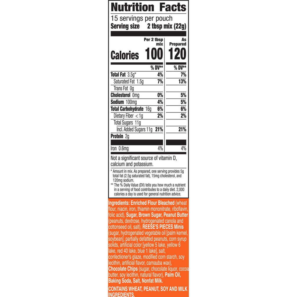 Betty Crocker Peanut Butter Cookie Mix, REESE's PIECES Minis & Chocolate Chips, 11.9 oz