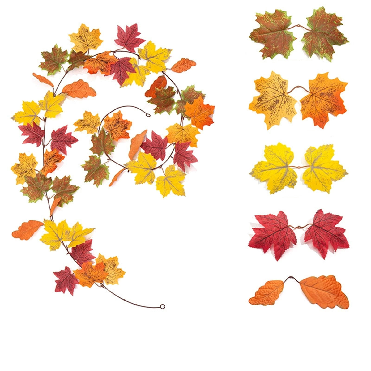 WKSCLPAI Halloween Maple Leaf Garland, Fall Vine Wreaths for Autumn Festivities Decor,Seasonal Garlands for Home,Halloween & Fall Decorations
