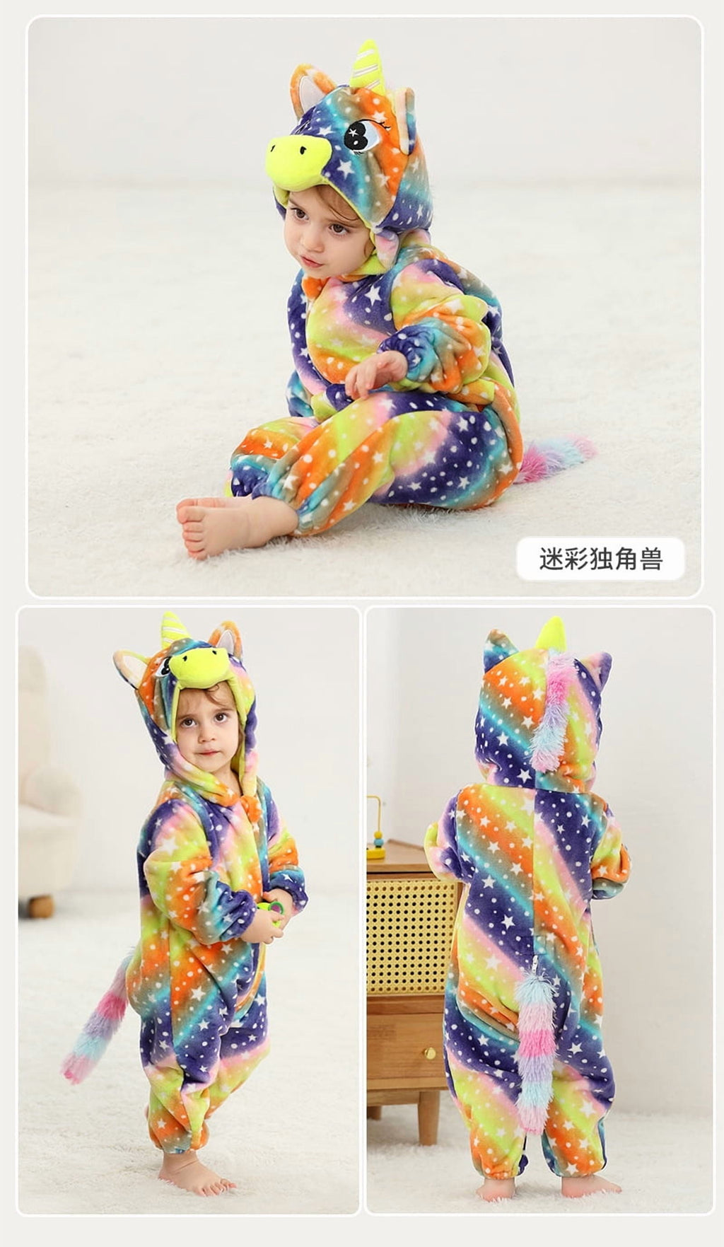 WIBACKER 0-3T Unisex Baby Animal Costume Winter Autumn Flannel Hooded Romper Christmas and Halloween Dinosaur Cosplay Jumpsuit