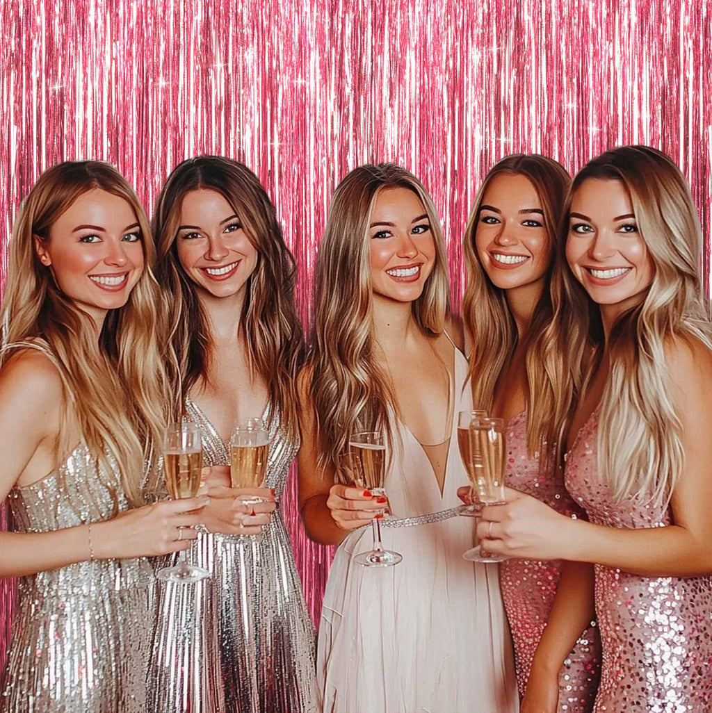 Sm:)e 2-Pack Light Bright Silver Foil Fringe Curtains for Events - Birthday, Wedding, Graduation, Christmas, Baby Shower, various festivals Decor Photo Booth Fun!