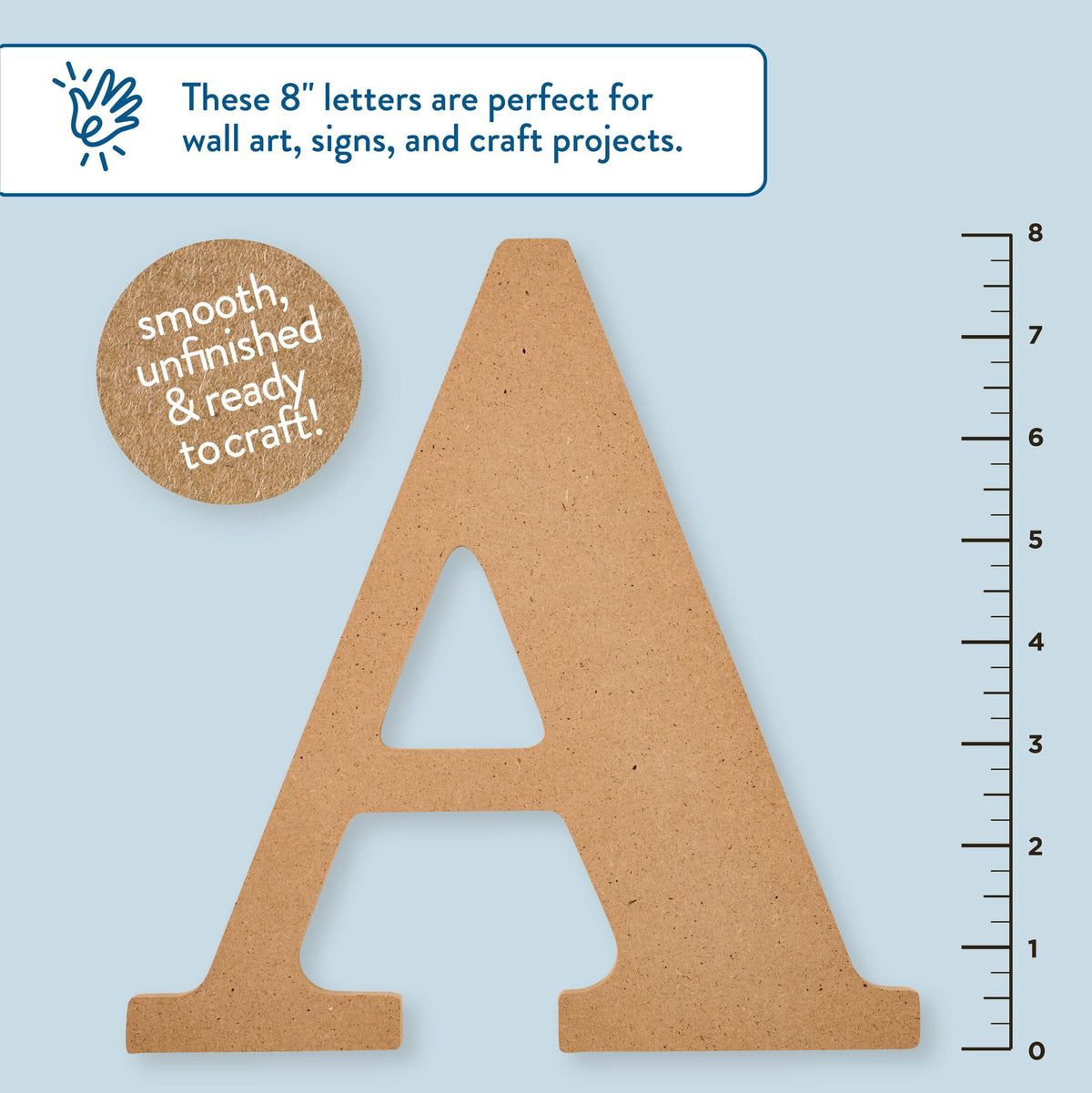 Hello Hobby Surfaces Unfinished Wood MDF Letter A, 8 in