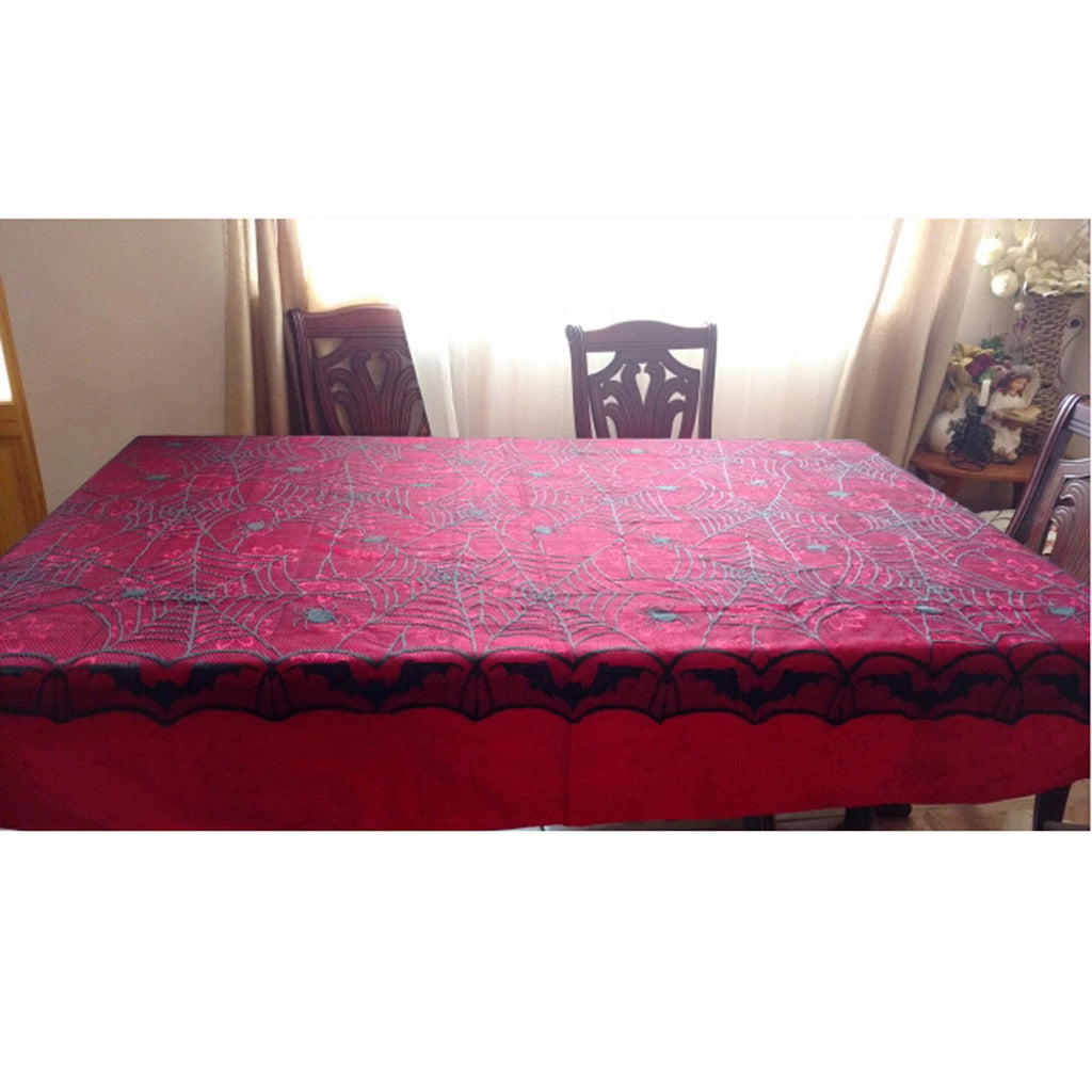 Halloween Table Cloth, Spider Webs Tablecloths Black Tablecloth Lace Fabric Table Cloths Spooky Table Cover for Rectangle Tables for Parties Gothic Halloween Home Decorations, 48x96 Inch