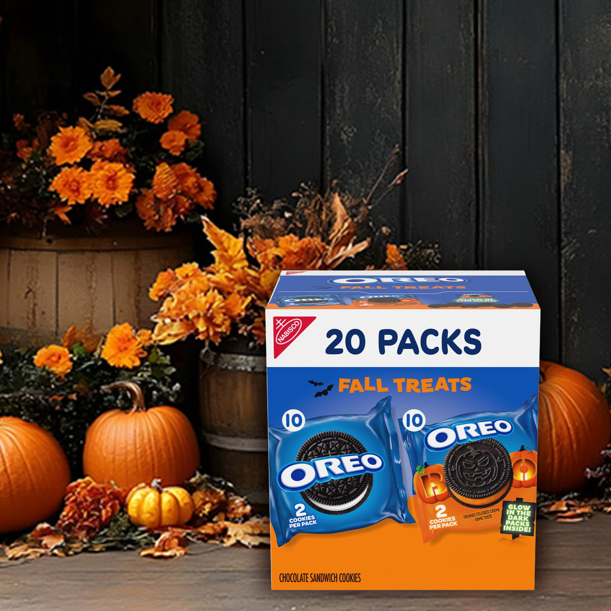 OREO Boo! Trick or Treat Halloween Cookies Variety Pack, 20 Snack Packs (2 Cookies Per Pack)