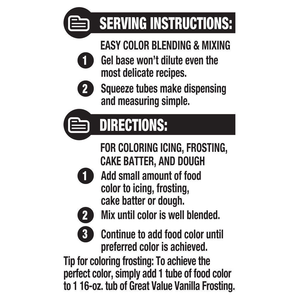 Great Value Gel Food Colors, Classic Colors, 2.7 oz