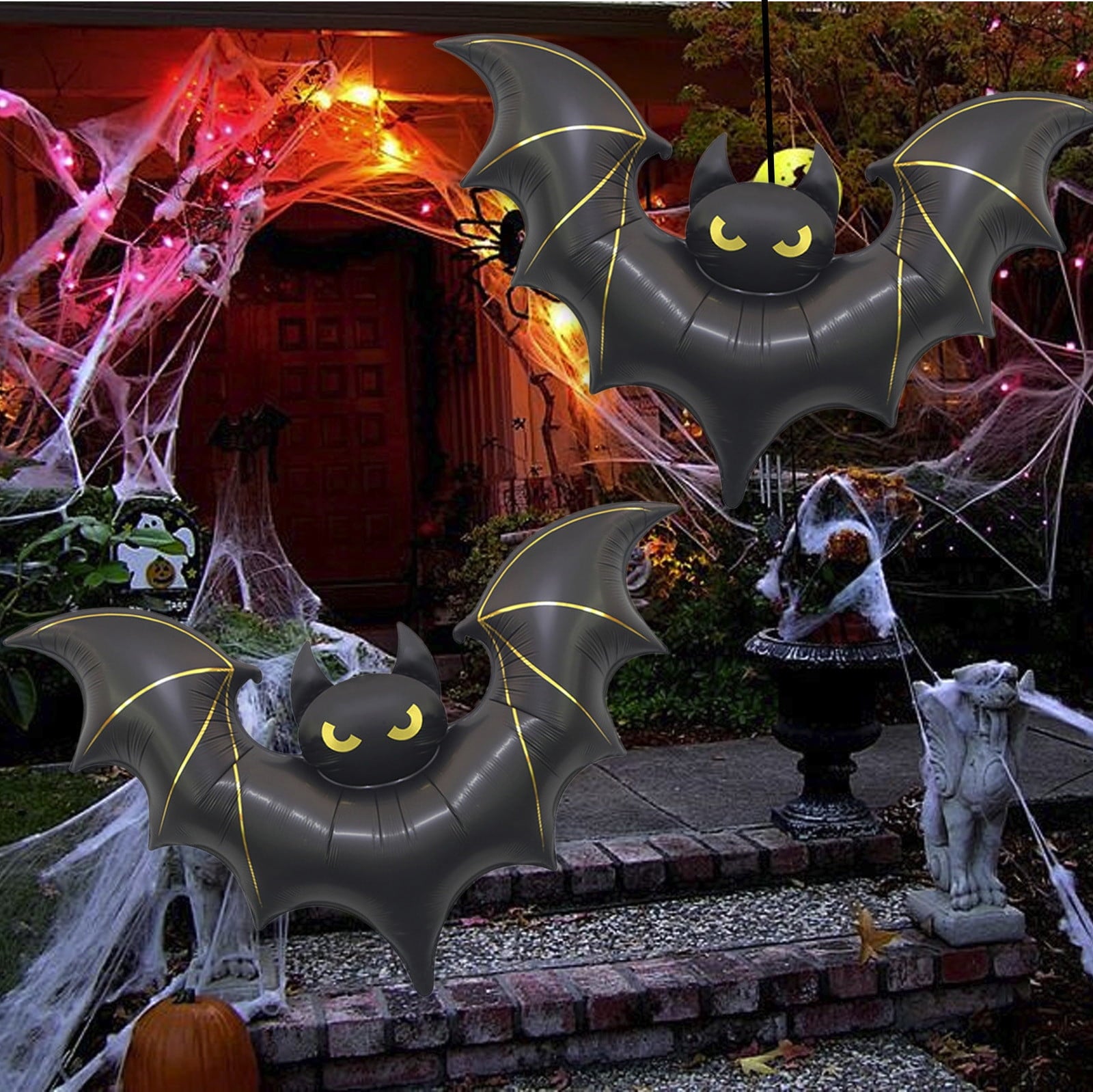 YSGFHGJW Large Halloween Bat Mylar Balloons - Spooky 59 Big Halloween Decor for Indoor, Outdoor, Party, Garden, Lawn Decorations