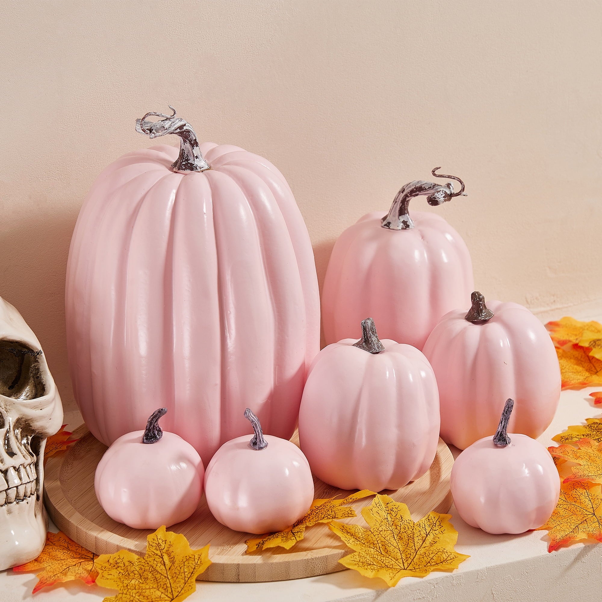 Xsylife 7Pcs Assorted Sizes Halloween Pumpkin Model Artificial Craft Fall Harvest Thanksgiving Decoration
