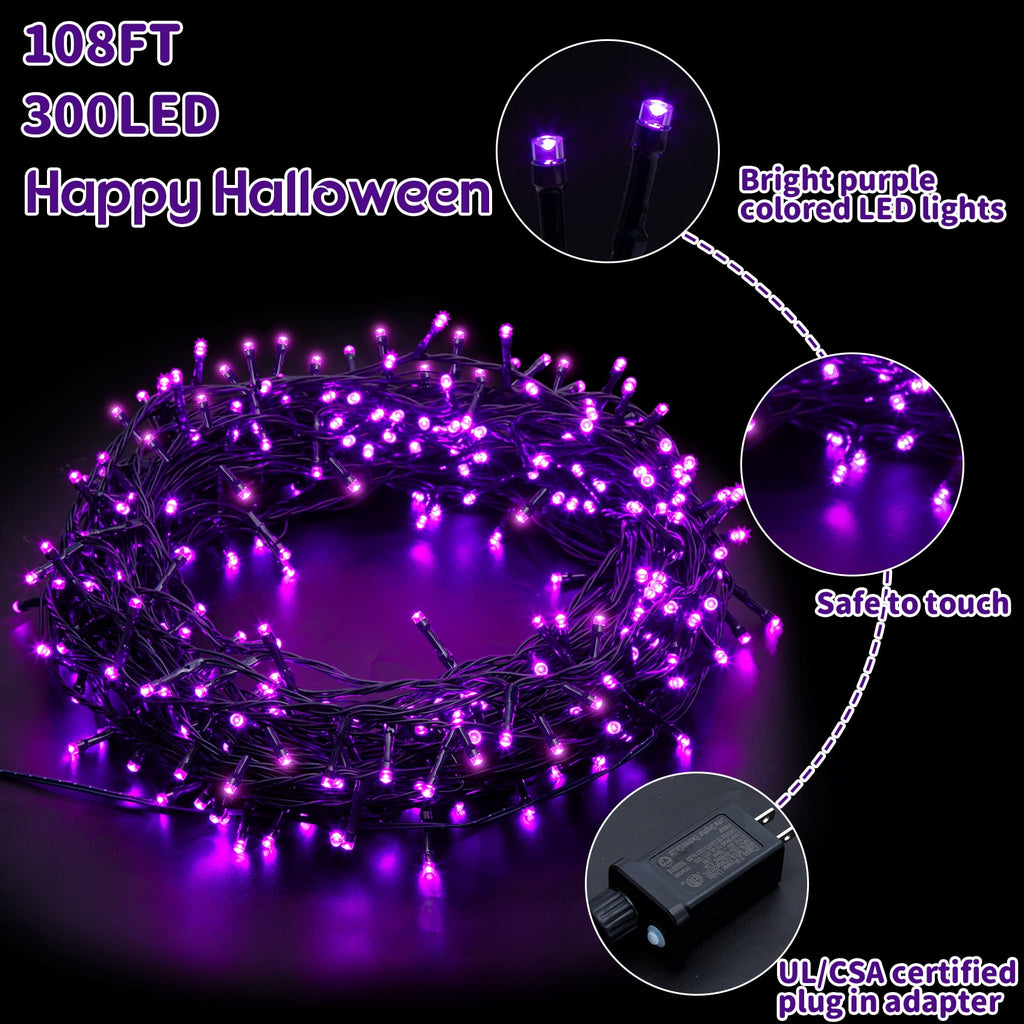 Scidweet Christmas String Lights, 108 ft 300 Twinkle String Lights for Xmas Christmas Tree Indoor Outdoor Home Decorations, Multicolor