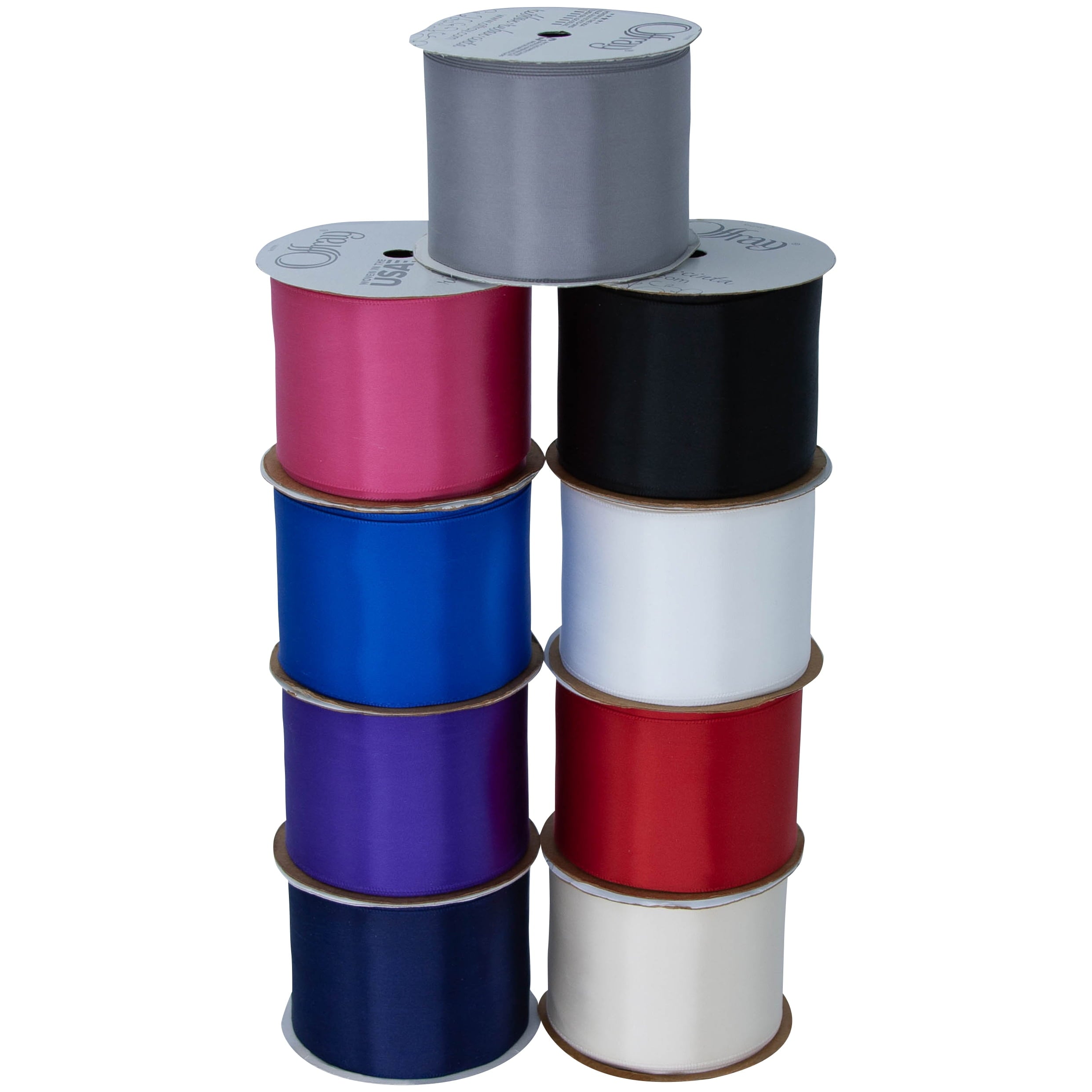 (2 pack) Offray Ribbon, Red 2 1/4 inch Single Face Satin Polyester Ribbon for Sewing, Crafts, and Gifting, 9 feet, 1 Each
