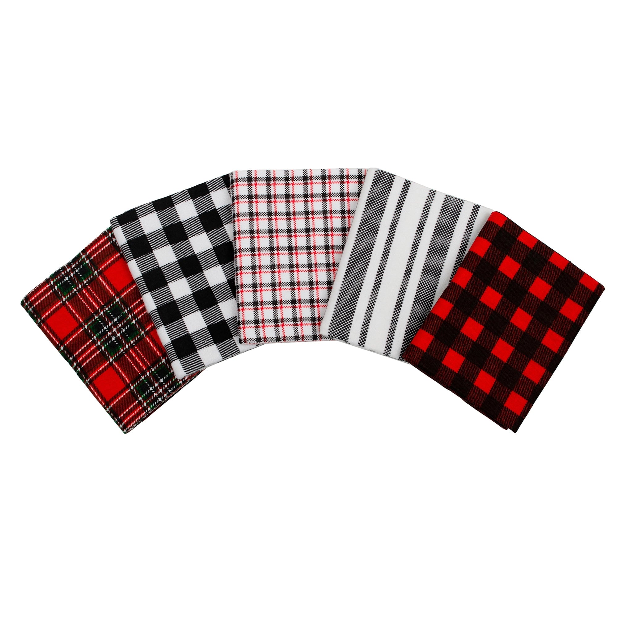 Create It 18"x21" Cotton Flannel Plaid Precut Sewing & Craft Fabric Bundle, Red 5 Piece