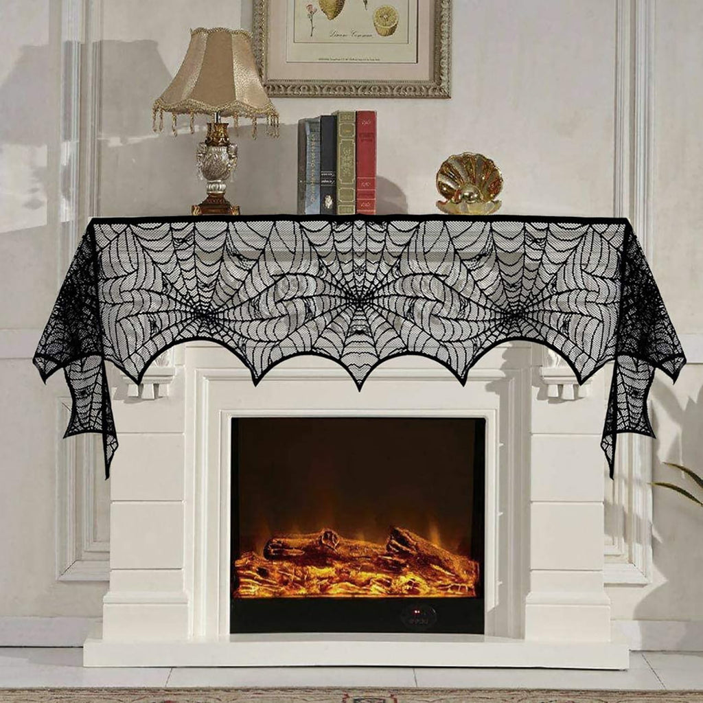 Coolmade Halloween Decorations Set for Home, Table Runner, Tablecloth, Fireplace Mantel Scarf, Lampshade, 3D Scary Bats for Party Decor