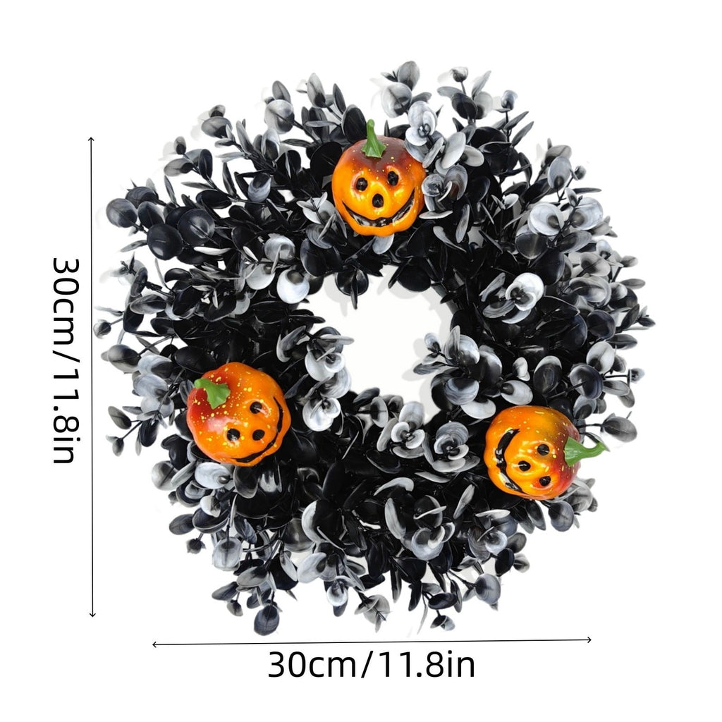 Boovnll Halloween Wreath, 18" Horror & Novelty Handmade Black Twig Glitter Bats Halloween Wreaths for Front Door Fireplace Wall Porch Party Decor, Halloween Decorations