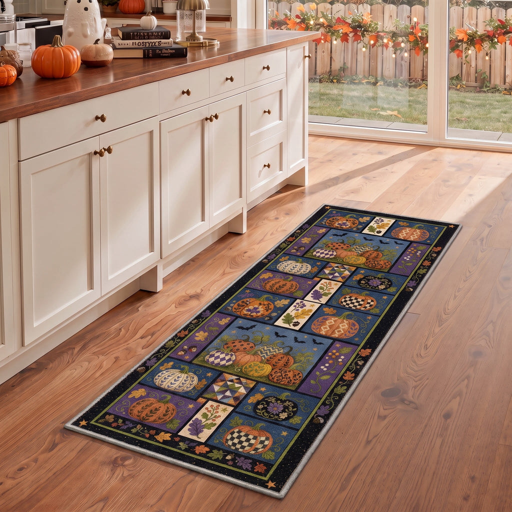 GENIMO 2'x7' Halloween Runner Rug, Washable Non Slip Soft Vintage Witch Indoor Outdoor Hallway Runner for Porch Patio Kitchen Entryway, Retro Sepia