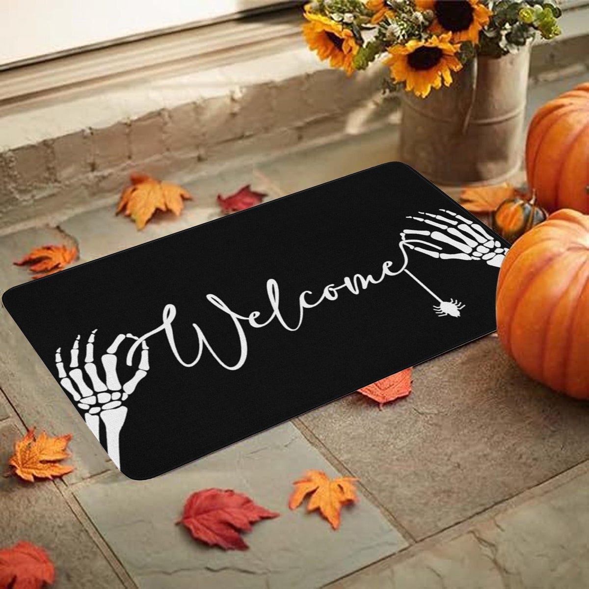 YIMWNYI Halloween-Themed Door Mat, Spooky Entryway Rug, Non-Slip Wiper, Decorative Pumpkin Mat, Perfect for Trick-or-Treaters, Versatile Indoor Outdoor Decor