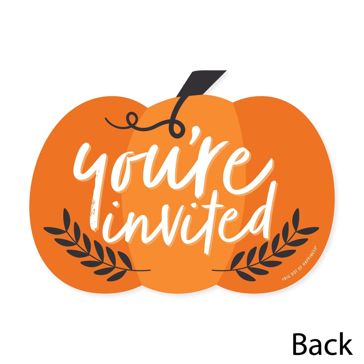 Big Dot of Happiness Fall Pumpkin - Shaped Fill-In Invitations - Halloween or Thanksgiving Party Invitation Cards with Envelopes - Set of 12