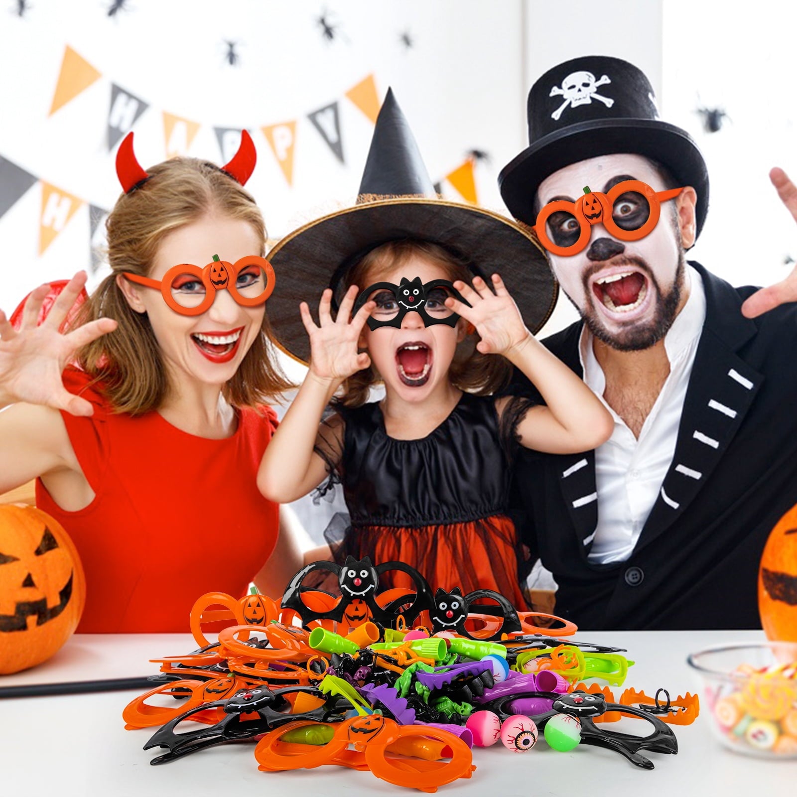 Scidweet Halloween Toys for Kids, 96 Pcs Halloween Party Favor Decorations Gifts Classroom Prizes Treasure Box Toys