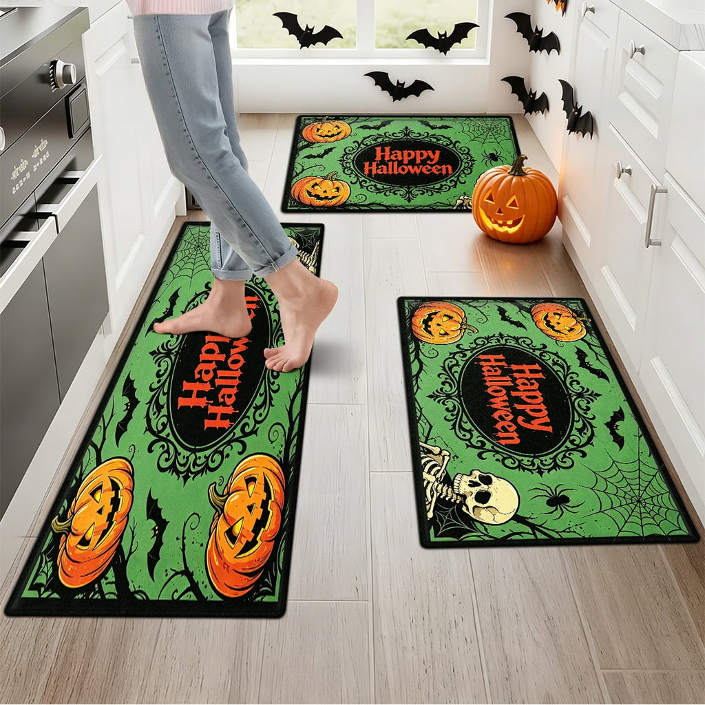 YIMEIS Halloween Pumpkin Lanterns 1Pc Flannel Mat and Kitchen Rugs,Soft Non-slip,Perfect for Home Bathroom