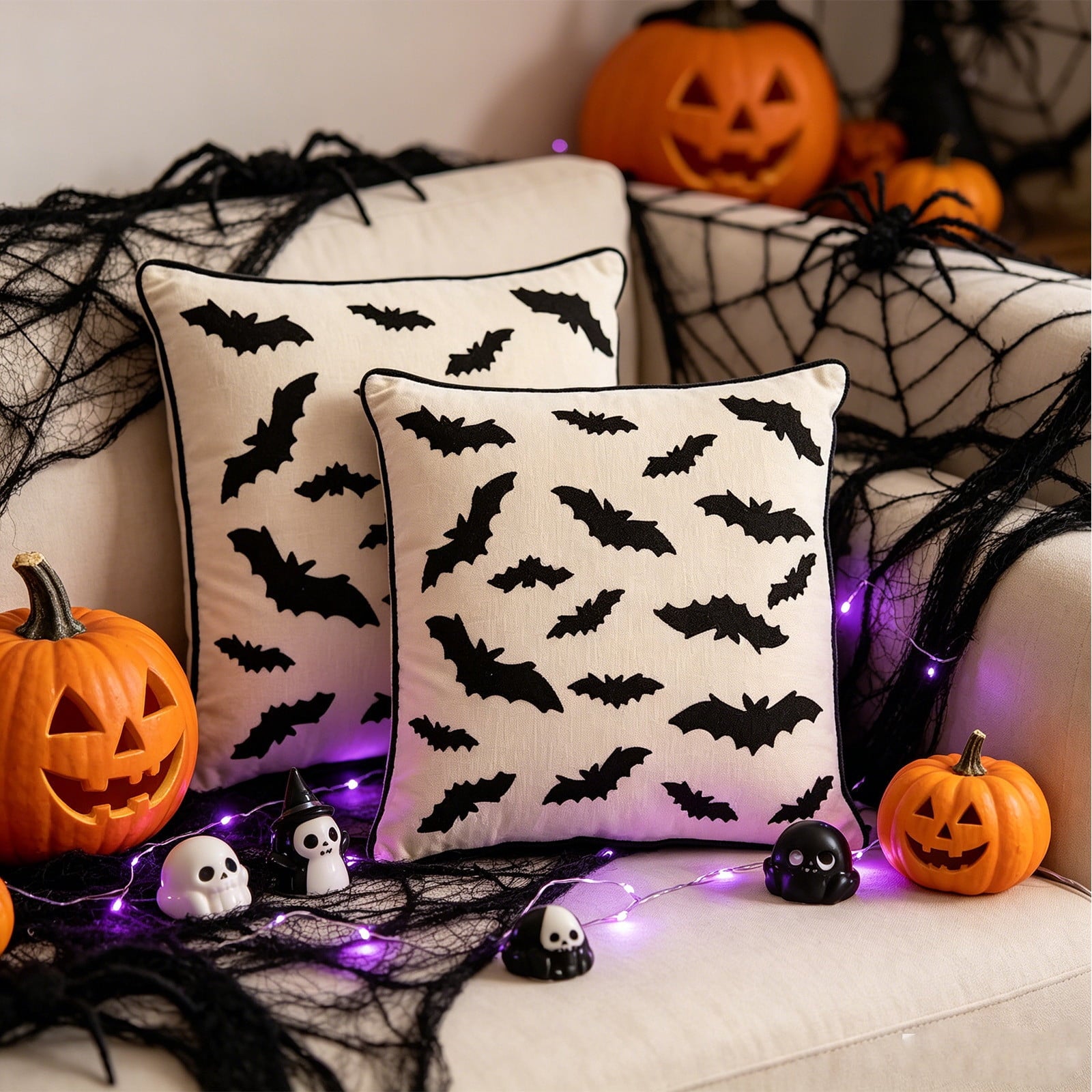 AZXY Halloween Decor, Halloween Indoor Decor, Halloween Tabletop, Artificial White Silk Rose Stems, Gothic Fake Floral Bouquet, Halloween Decorations for Home Table Party Decor
