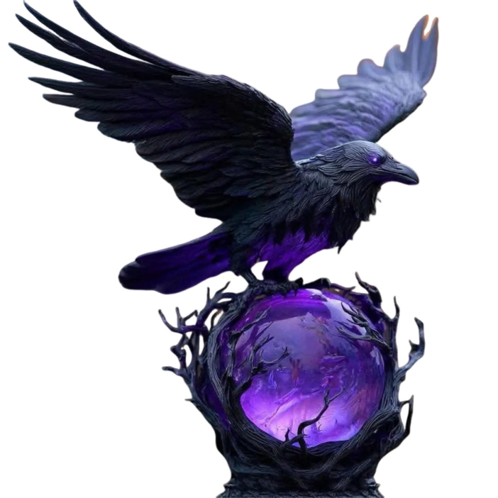 Gothic Mysterious Crow LED Light Luminous Sculpture, Resin Gothic Home Decor Accent, Raven Lamp for Halloween Gift, Bedroom Bedside, Living Room