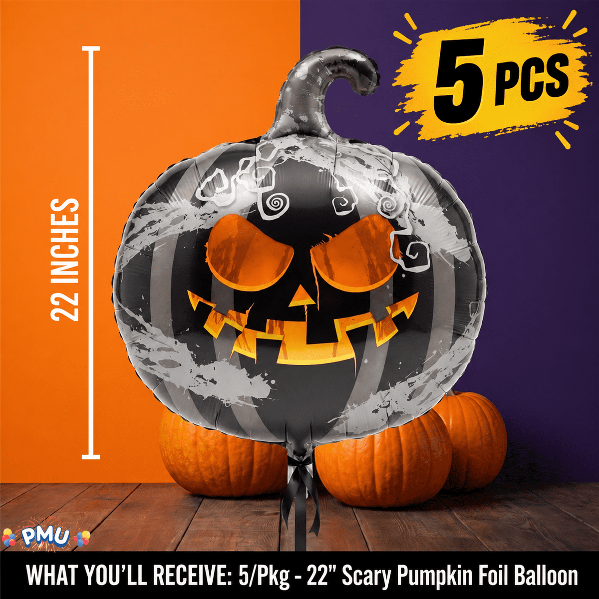 PMU Halloween Flying Ghost 24 Inch Mylar-Foil Balloon (10/pkg) Pkg/1