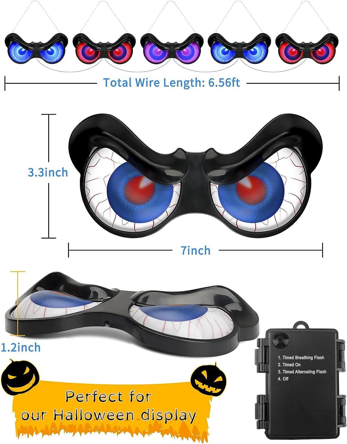 Sewawe Halloween Flashing Peeping Eyes, Spooky Animated LED Eyes, Halloween Decorations