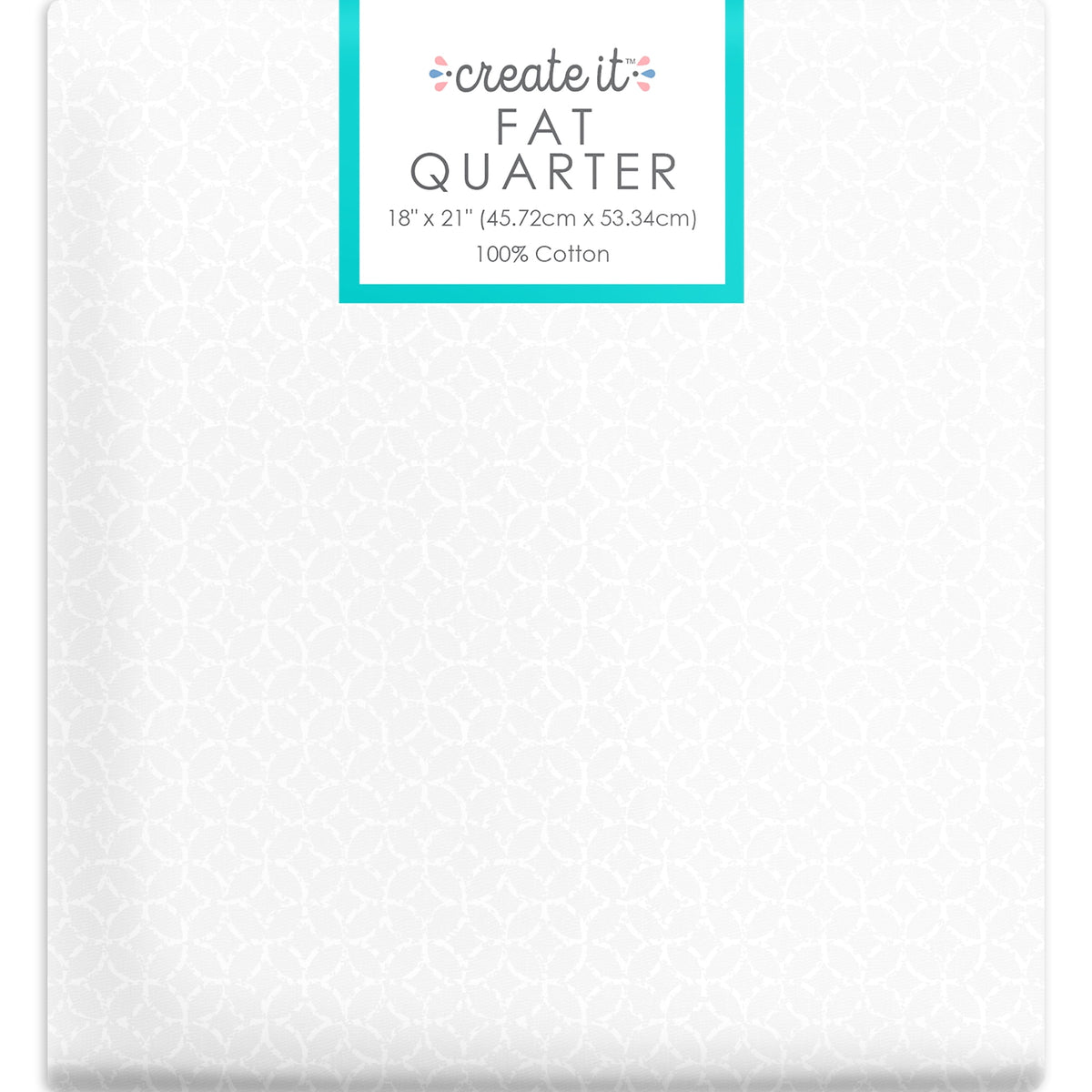 Fat Quarter 100% Cotton Hexagon, White, 18"x 21" for Quilting & Sewing, 1 Each