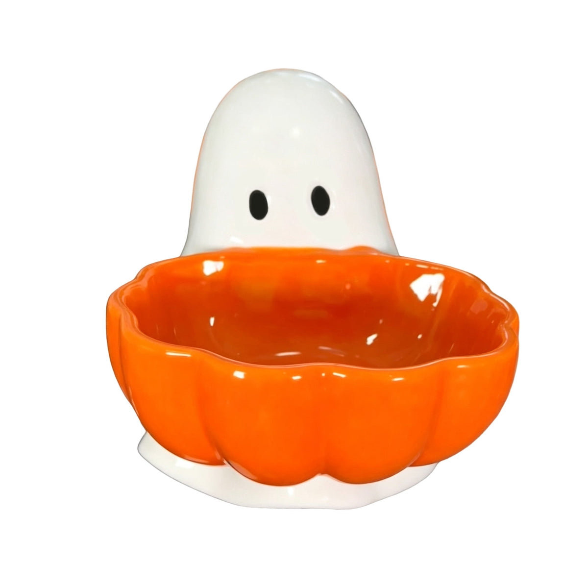 Diceymbol Halloween Pumpkin Snack Bowl Stand Collapsible Broomstick Candy Tray for Cupcakes & Desserts, Resin Serving Platter with Ceramic Pumpkin Bowls