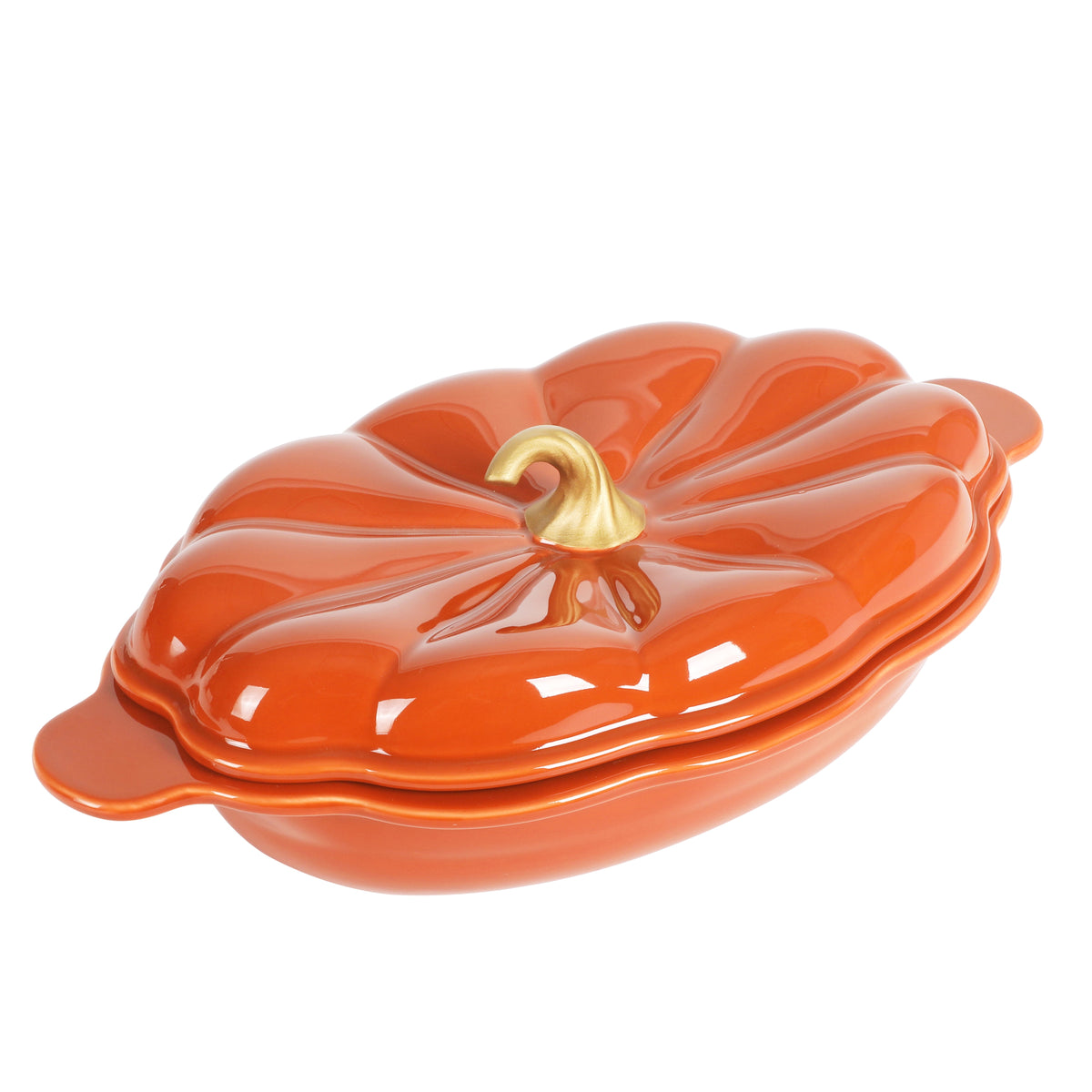 The Pioneer Woman 3-Quart Oval Pumpkin Stoneware Baker with Lid, Linen