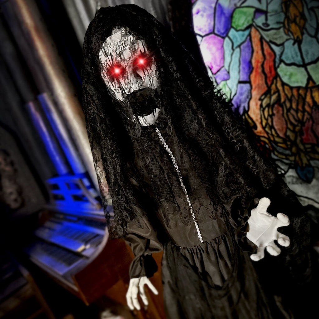 Haunted Hill Farm 6.5 Ft Life-Size Animatronic Bride Indoor/Outdoor Halloween Decoration, Multicolor, HHLADY-2FLSA