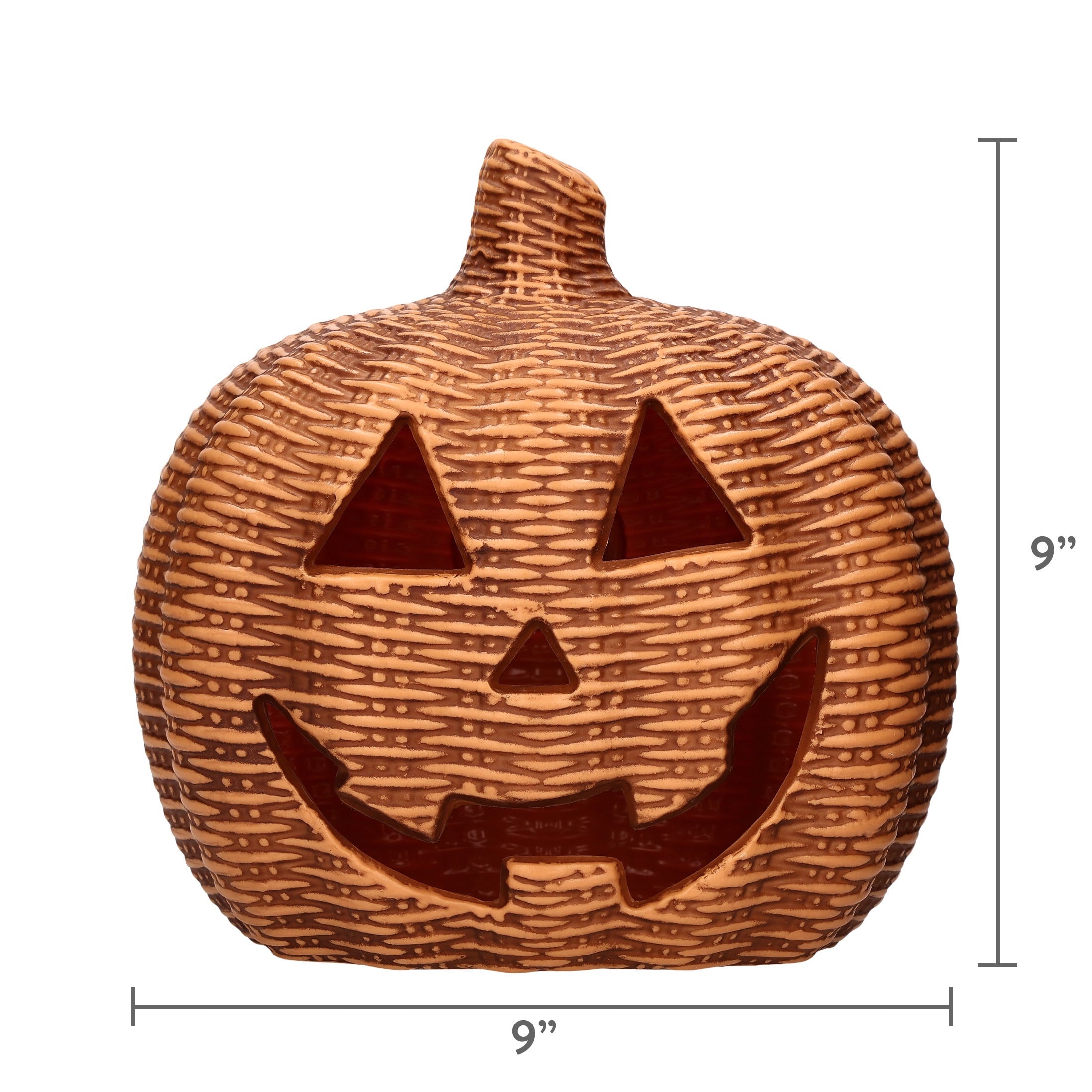 Light-Up Woven Jack-o'-Lantern Decoration, Tan, 8.6", Halloween by Way To Celebrate