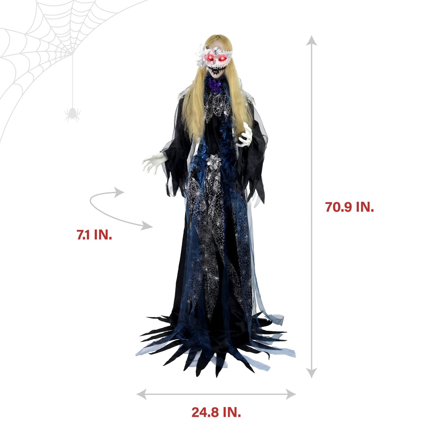 Haunted Hill Farm 6.5 Ft Life-Size Animatronic Bride Indoor/Outdoor Halloween Decoration, Multicolor, HHLADY-2FLSA