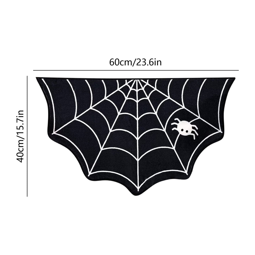 Orangide Halloween Spiderweb Doormat Irregular Black Non Slide Entrance Mat Spooky Decor for Front Door Porch Indoor Outdoor Goth Rug Halloween Decorations