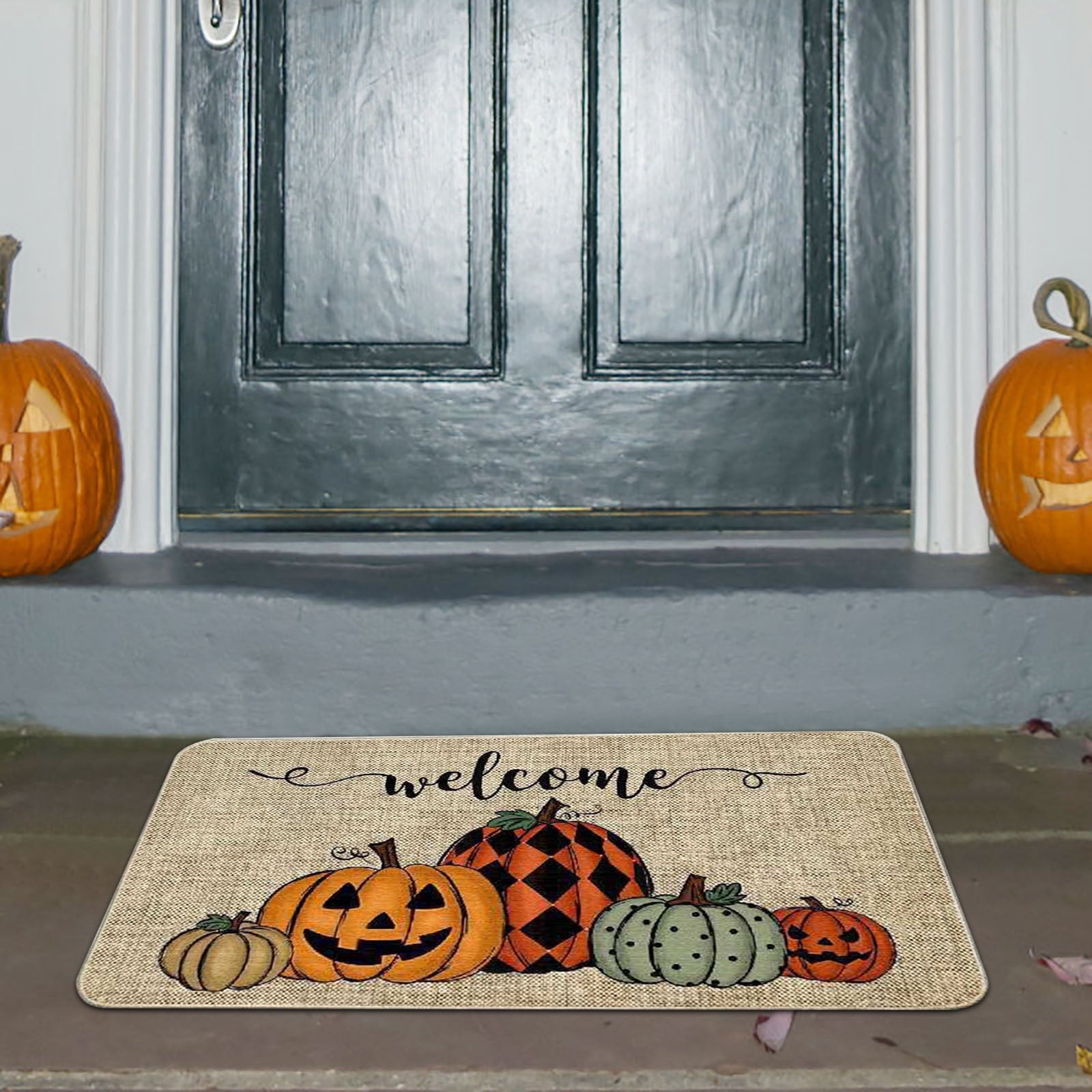 Stijggn Halloween Kitchen Rugs Halloween Mat Halloween Decorations Doormat, Welcome Mats for Front Door,Spooky Outdoor Mats for Front Door, Living Room, Bedroom, K-ids' Room