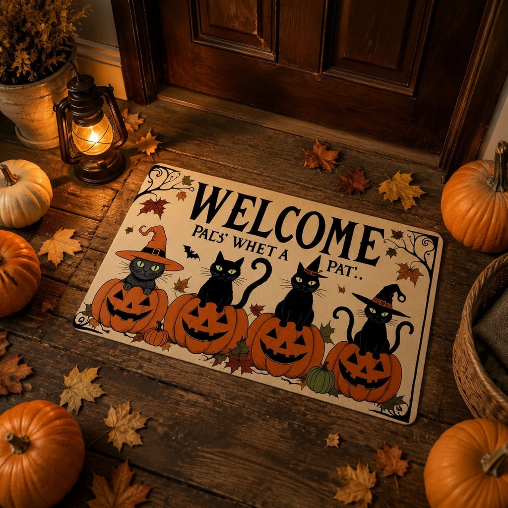 OutmaxHome Halloween Theme Cute Ghost Print Doormat, 15.8x23.6 Inch Non-Slip Absorbent Mat, Easy to Clean, for Front Door, Porch, Farmhouse