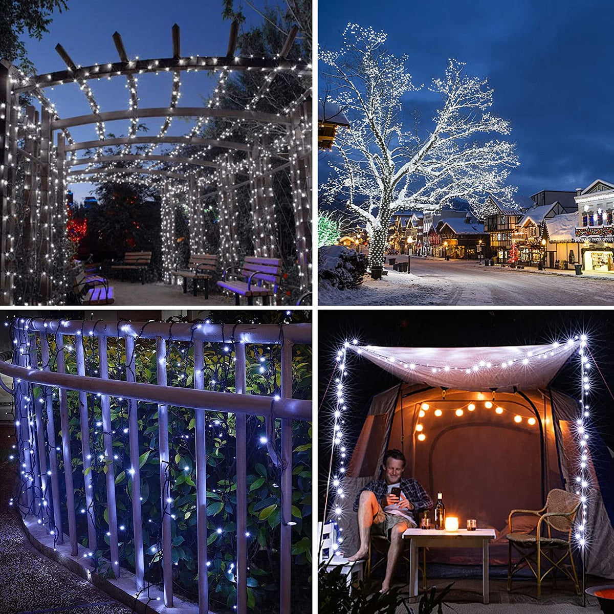 GooingTop Solar String Lights 52.3ft 160 LED Solar Tree Lights Outdoor Waterproof,Camping String Lights Yard Lights Christmas Lights with 8 Modes for Tree Wedding Holiday Party(Warm White)