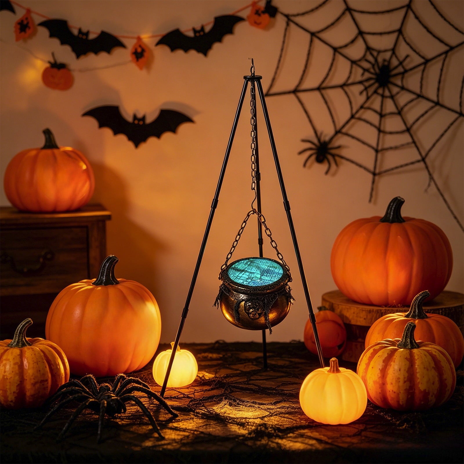 Muecwrye Halloween Decorations Outdoor, Halloween Clearance! Halloween Witches Cauldron on Tripod with Lights, DIY Bubbling Cauldron Set Decor for Home Porch Outside, Halloween Party Supplies