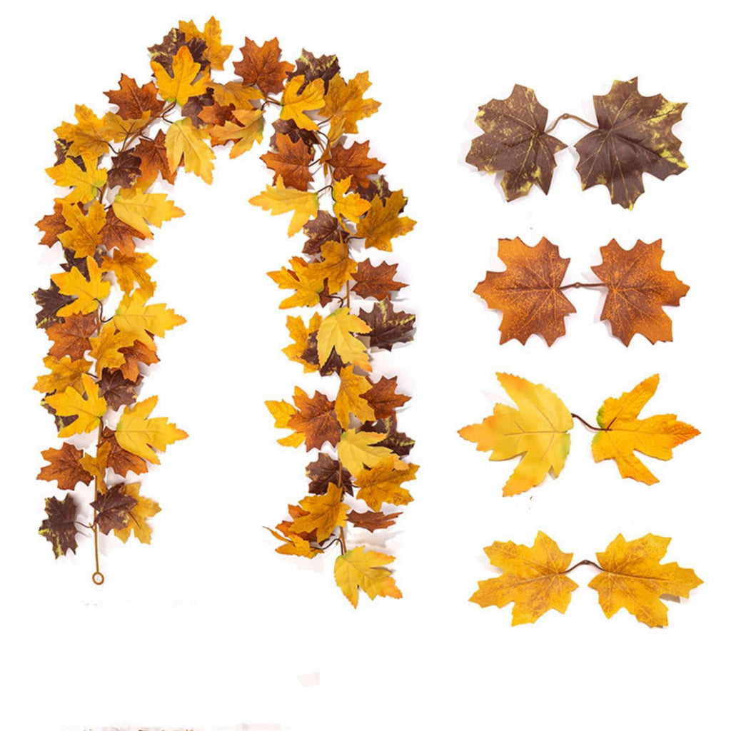 WKSCLPAI Halloween Maple Leaf Garland, Fall Vine Wreaths for Autumn Festivities Decor,Seasonal Garlands for Home,Halloween & Fall Decorations