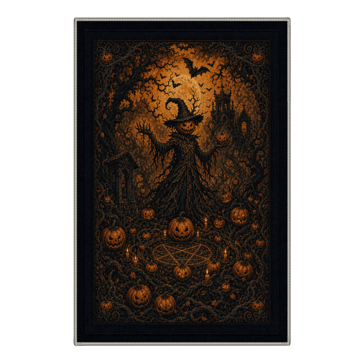 GENIMO 2'x3' Halloween Doormat, Washable Non Slip Soft Farmhouse Pumpkin Outdoor Door Mat for Front Door Covered Porch Patio Entryway, Smoky Amber