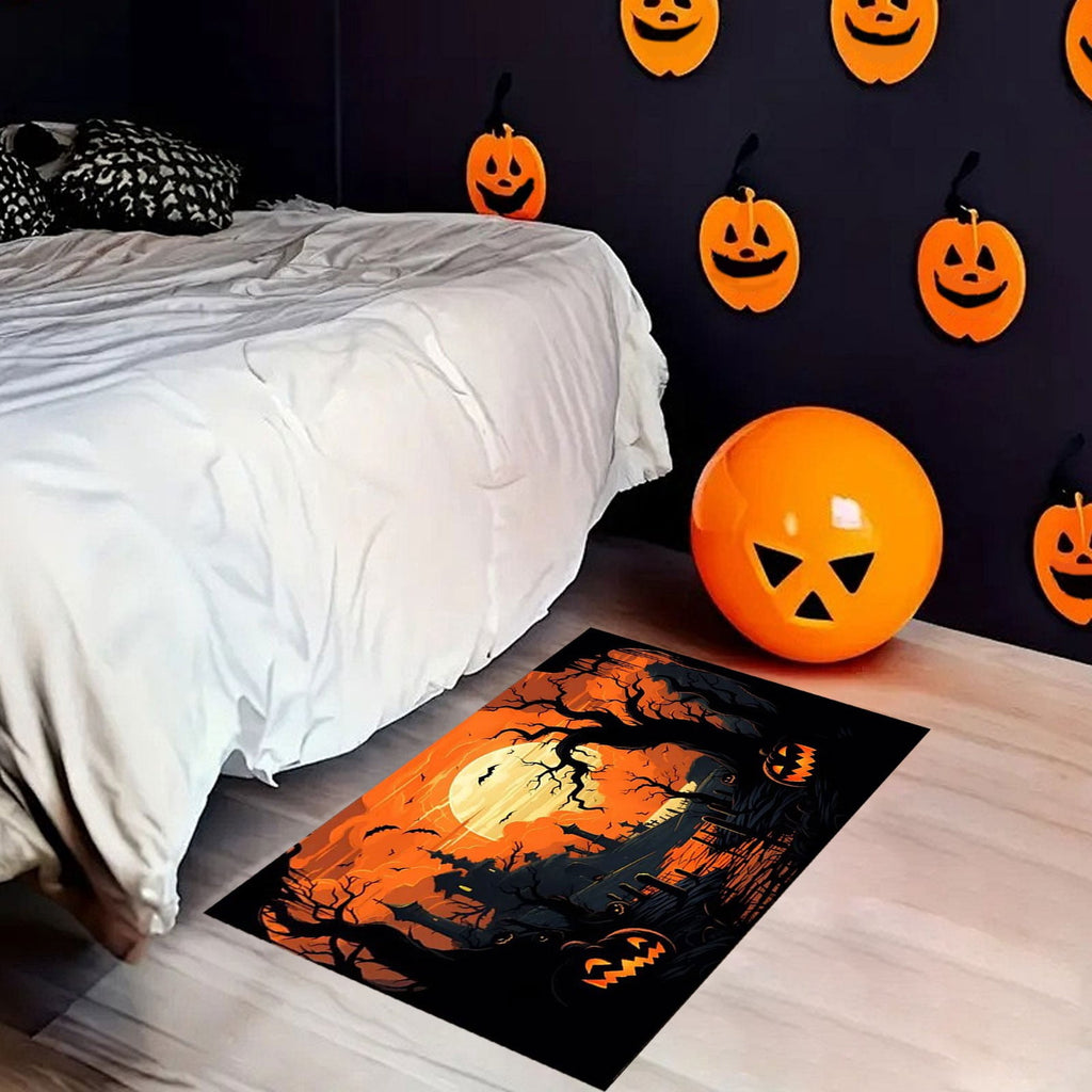 Xuniizn Halloween Mat, 16X24" Velvet Halloween Door Mat for Outside Entrance, Spooky Halloween Rug for Outdoor & Indoor, Non Slip Washable Halloween Doormat, Halloween Bathroom Decor