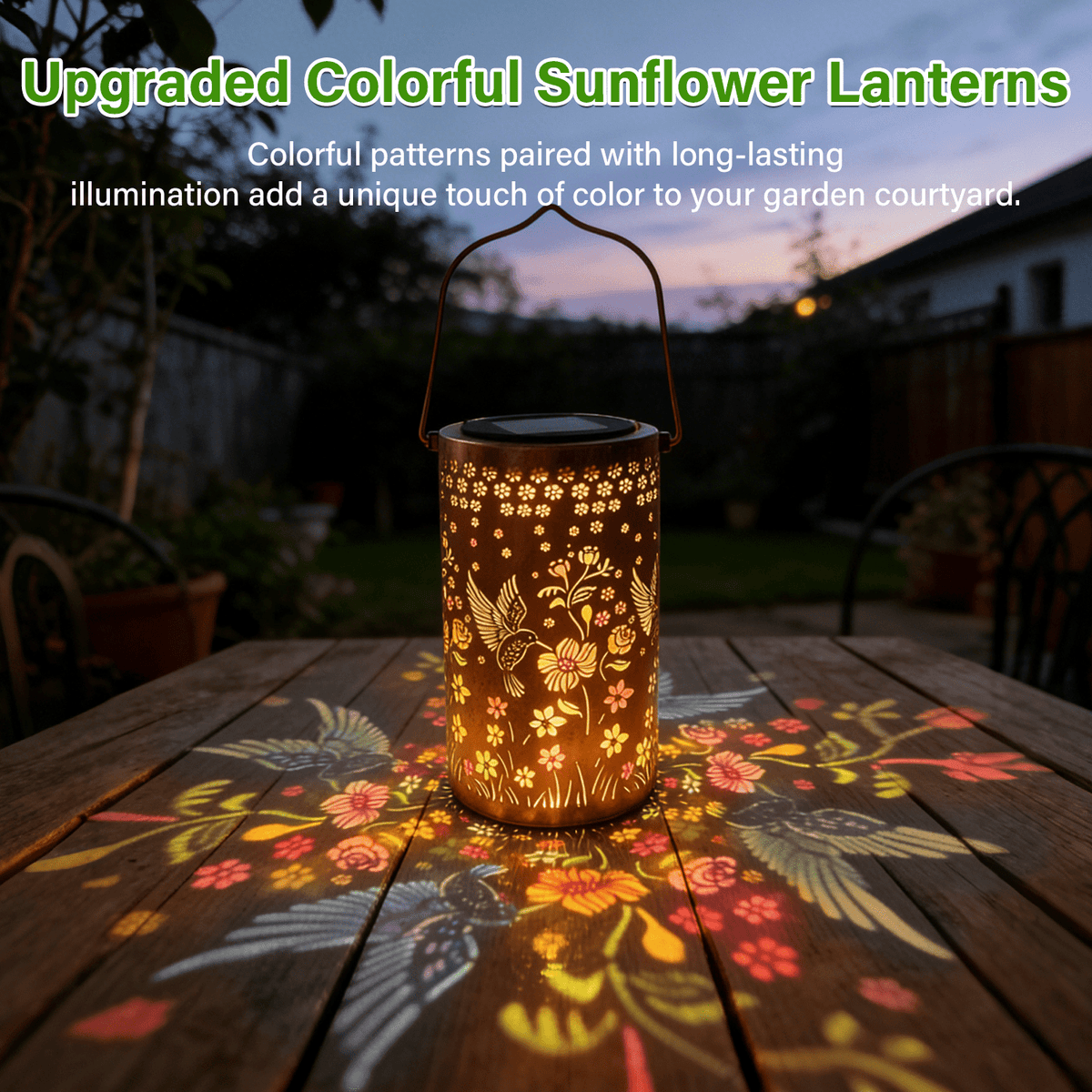 Colorful Solar Lanterns IP65 Outdoor Waterproof, Mother's Day Gifts for Women Mom Grandma - LED Colorful Sunflower Solar Lights Metal Hanging Lantern for Patio Yard Porch