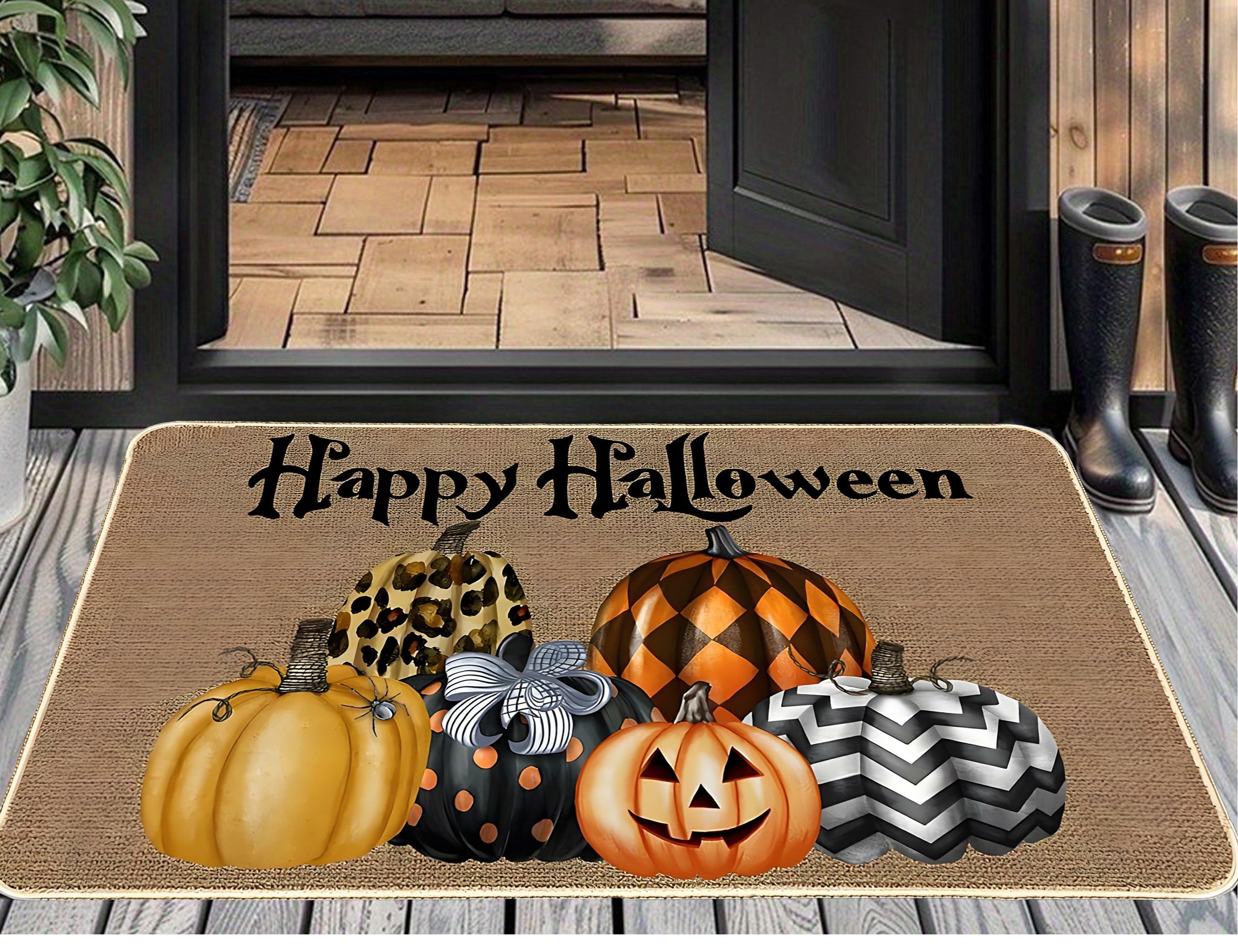 MYFLOCY Halloween Front Doormat 31x19 inch Indoor Outdoor Non Slip Floor Decoration ( Pumpkin Spooky )
