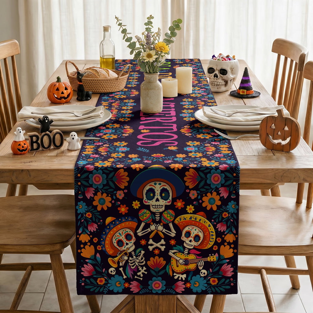Sm:)e Halloween Table Runner Ghost Pumpkin 13x72 Inch, Halloween Party Kitchen Dining Indoor Outdoor Decorations,Orange