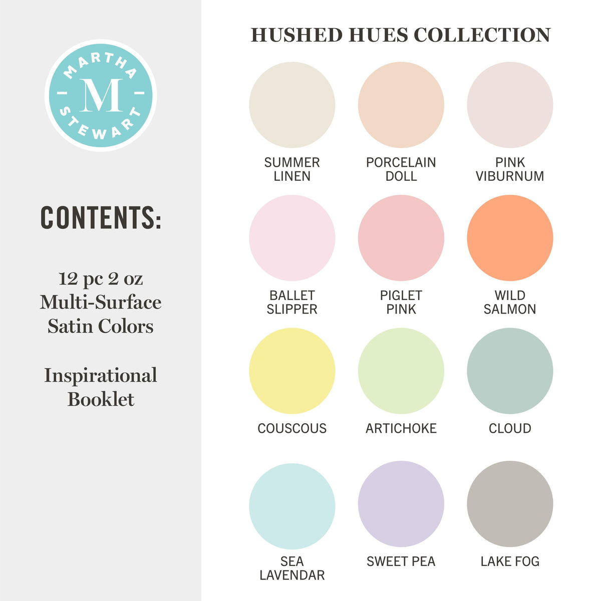 Martha Stewart Multi-Surface Acrylic Craft Paint, Satin Finish, Elevated Neutrals, Set of 12, 2 fl oz
