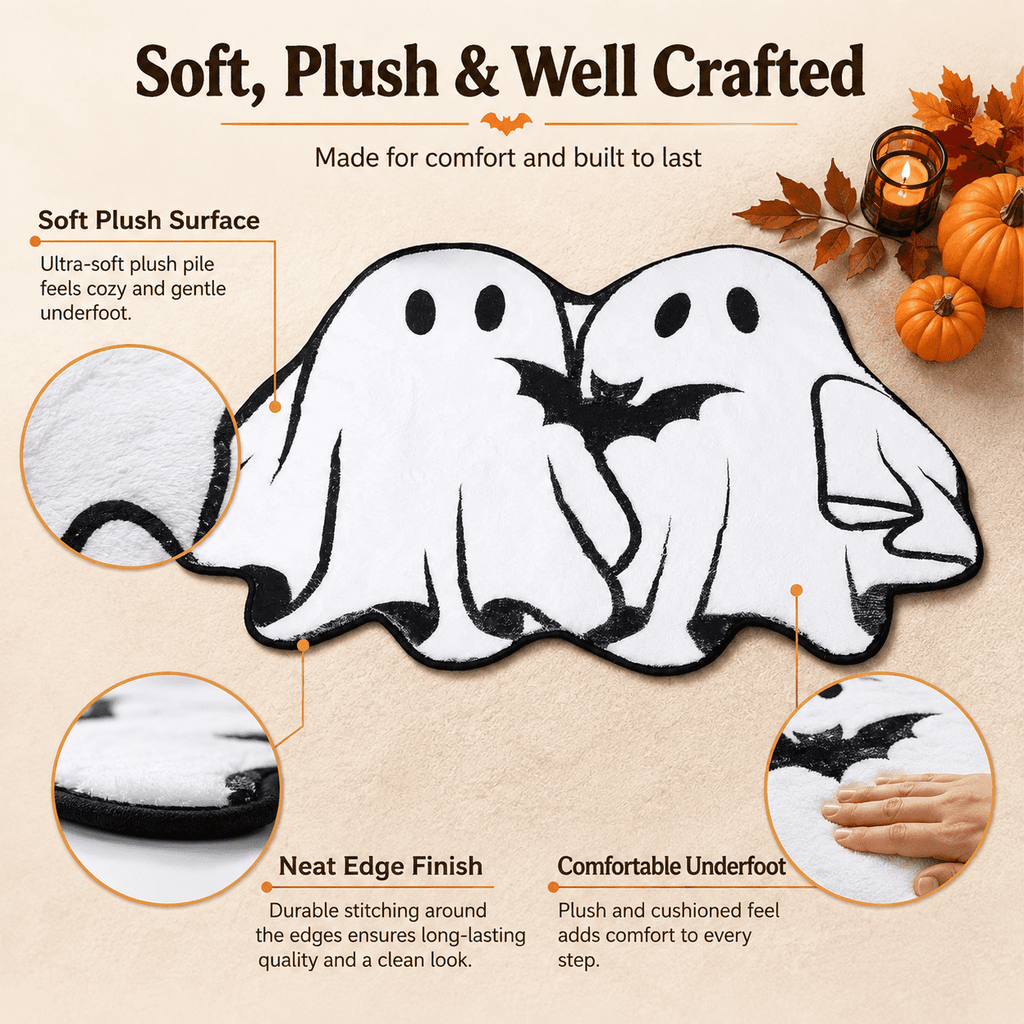 Halloween Door Mat Outdoor Boo Ghost Welcome Doormats for Front Door Non Slip Ghost Floor Mat Black White Stripe Halloween Rug for Entryway Front Porch Outside Decor