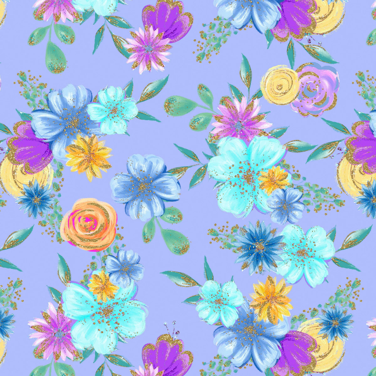 Create It 18"x21" Cotton Unicorn Glitter Precut Sewing & Craft Fabric Bundle, Multicolor 5 Piece