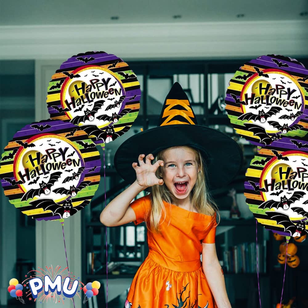 PMU Halloween Party Decoration "Happy Halloween" Jack Faces Aglow 18 Inch Mylar-Foil Balloon (1pkg) Pkg/1