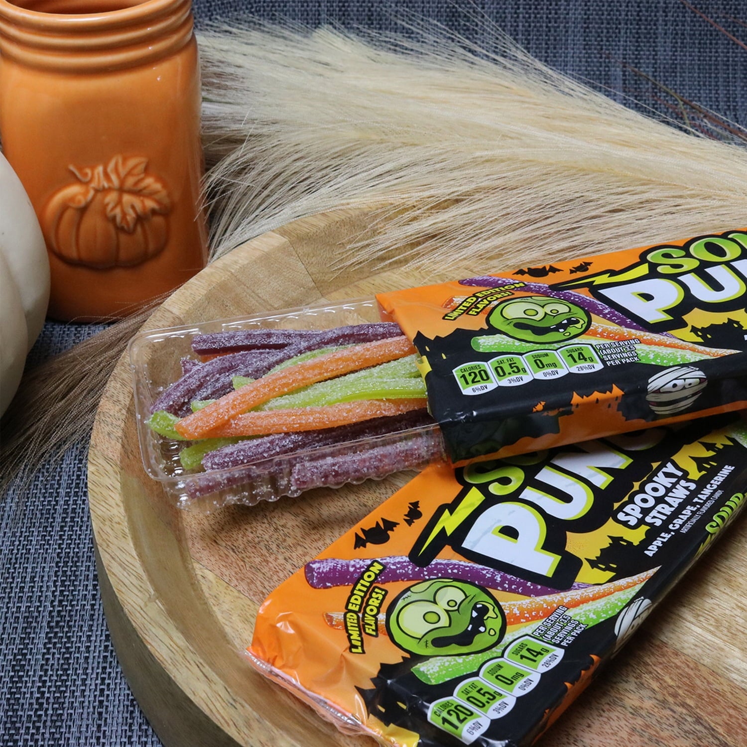 Sour Punch Spooky Straws Chewy Halloween Candy, 3.2oz Tray