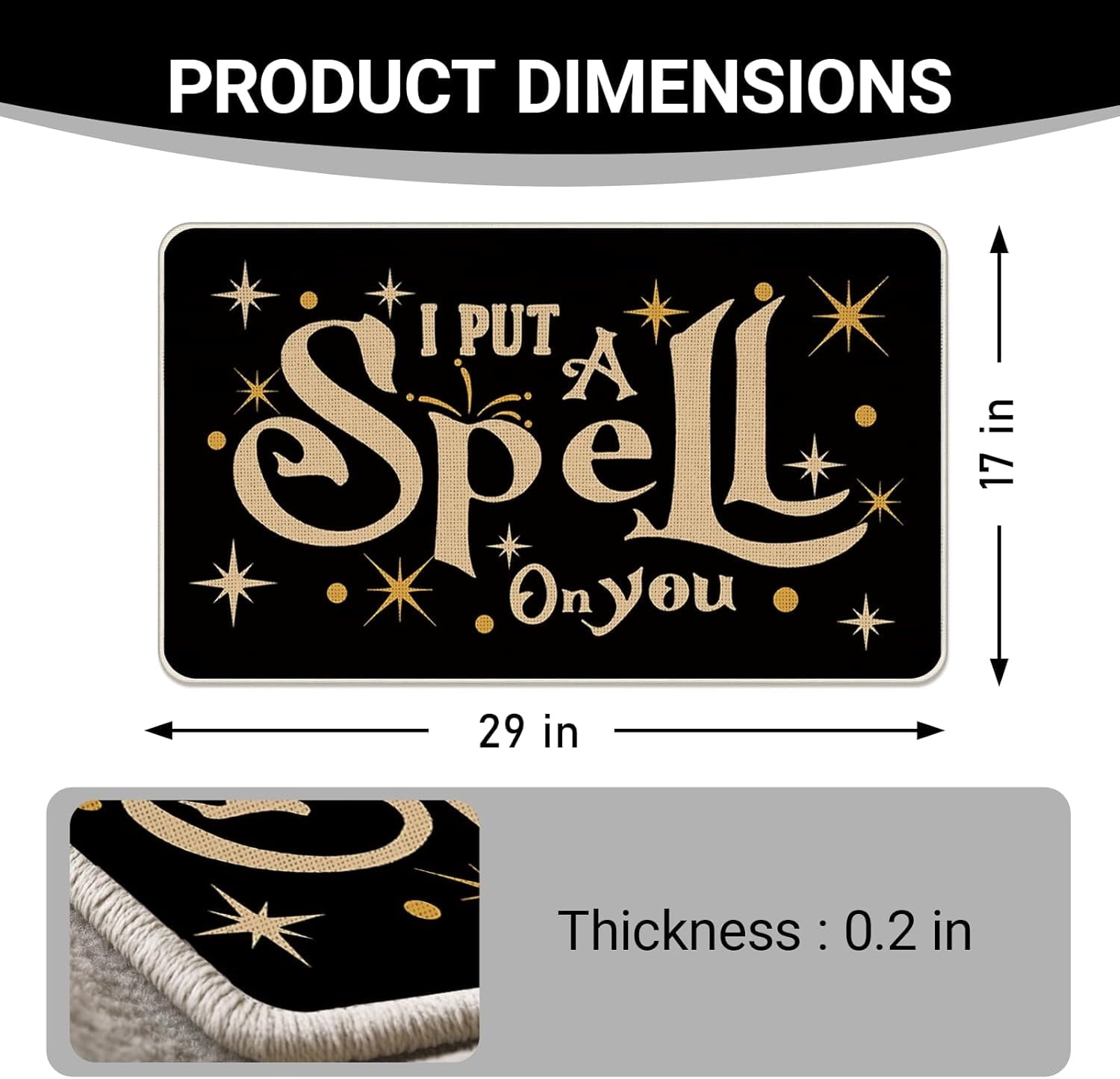 I Put a Spell on You Welcome Front Door Mat, Magical Hocus Pocus Decorative Doormat Non-Slip Floor Entryway Rug, Funny Black Halloween Low Profile Indoor Outdoor Home Kitchen Decor 17x29 Inches