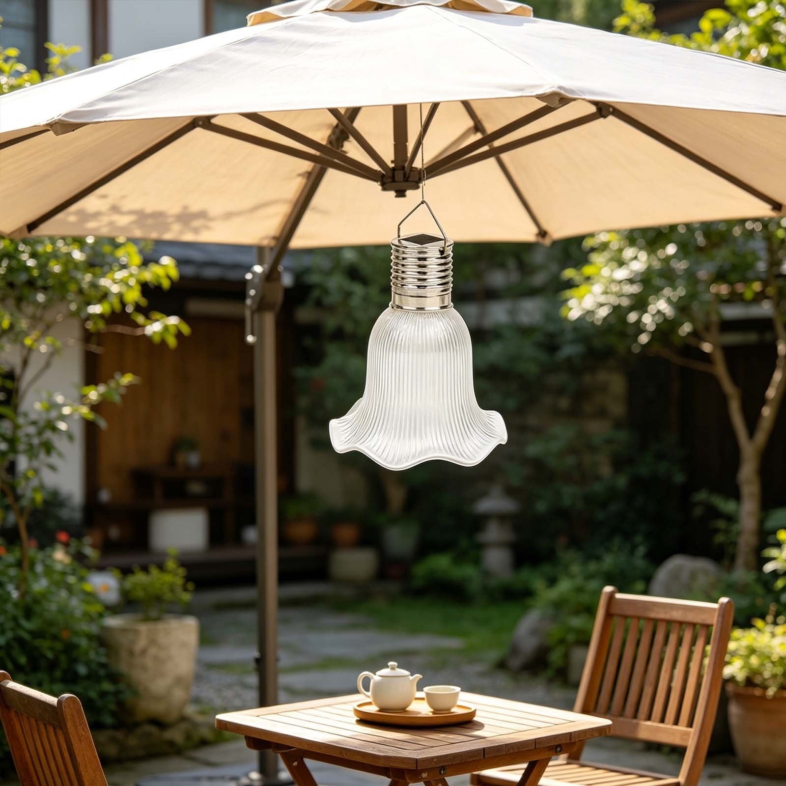 Dyegold Solar Hanging Lantern with Flower Style Lampshade Waterproof LED Decorative Light for Garden Patio Backyard Pergola Camping Outdoor Warm Glow