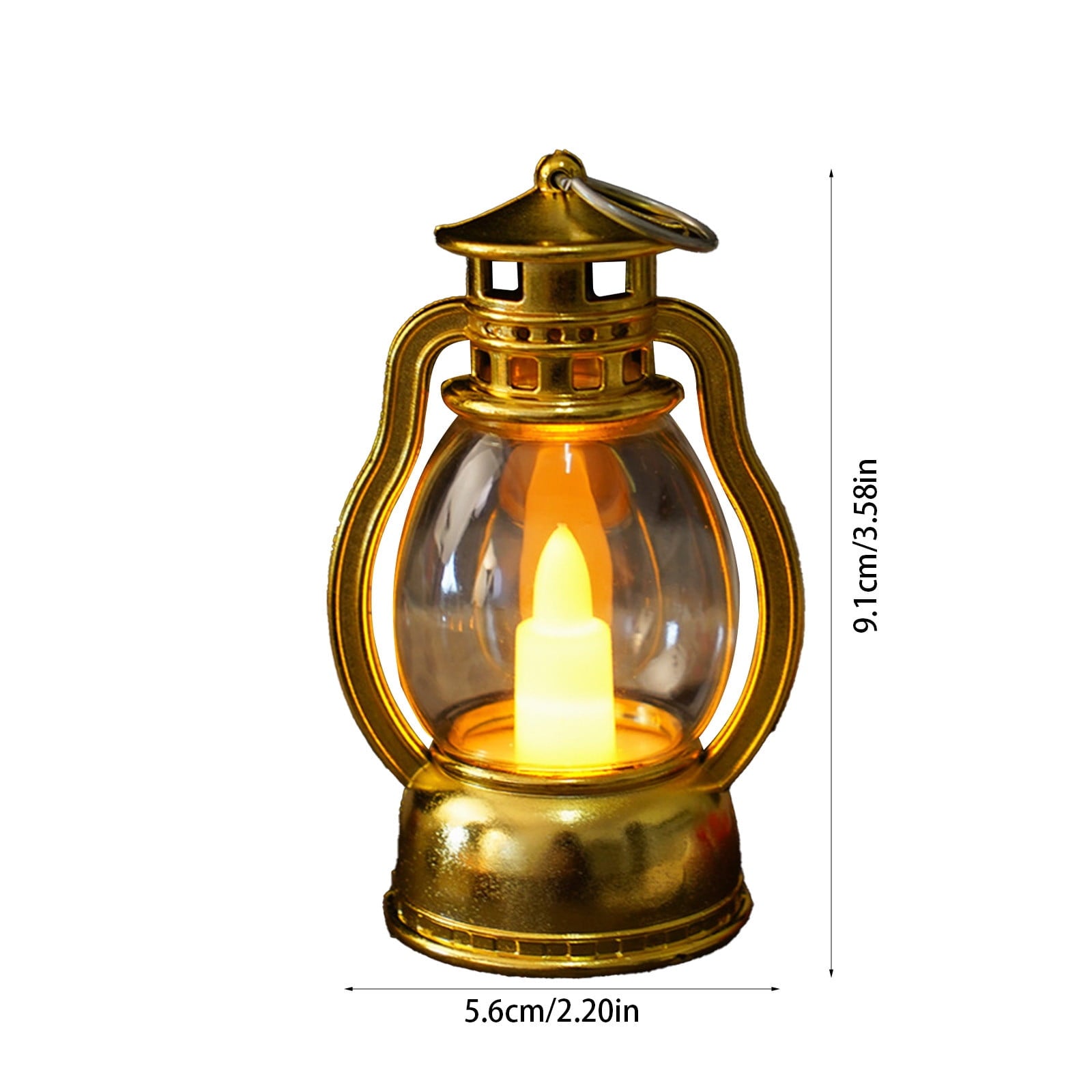 Harlier Vintage Design Plastic Mini Lantern, Tables Centerpieces LED Simulation Candle, 3.6 Inch Small Hanging Lantern, Lanterns Decorative for Wedding Centerpiece Tables (Gold)