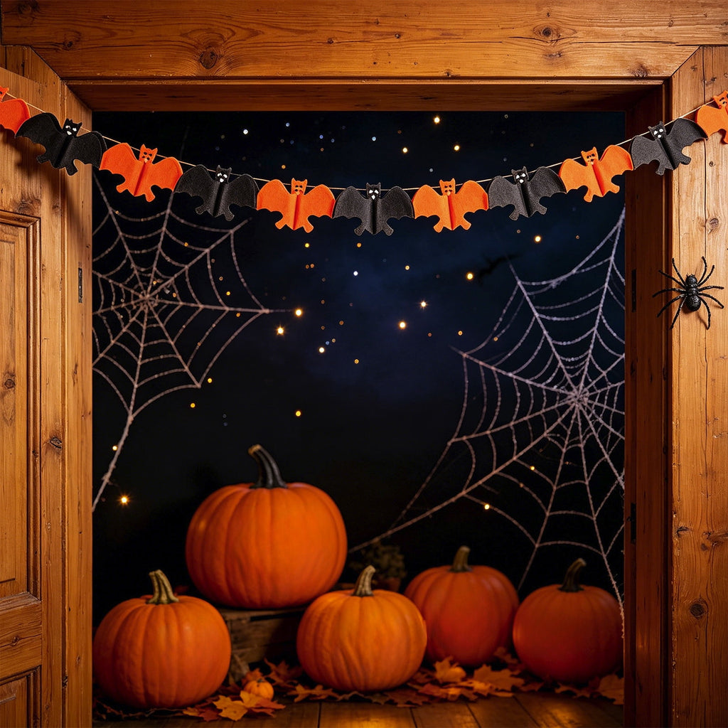 Halloween Paper Banner Decorations, 9.8Ft Orange Black Spider Bunting Garland Banners Decor for Wall Home Indoor Outdoor Birthday Party Supplies